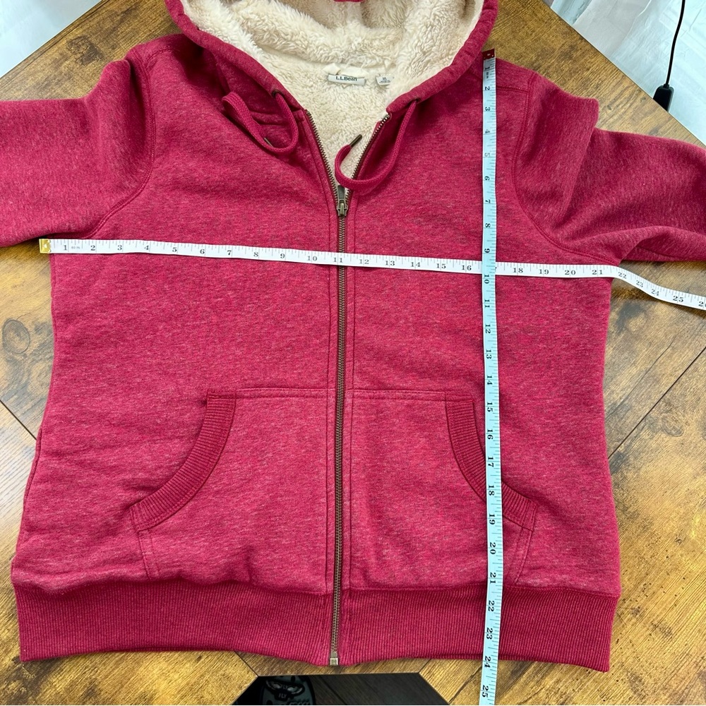L.L. Bean Women's 1912 Sweatshirt, Sherpa Lined Hoodie, Cranberry Medium Petite - Picture 14 of 16